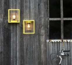 Applique d'extérieur, Hugy N° 1, verre clair, jaune souffre, IP65, L20,6cm, H25,3cm - Roger Pradier