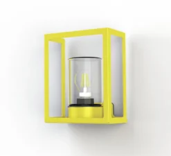 Applique d'extérieur, Hugy N° 1, verre clair, jaune souffre, IP65, L20,6cm, H25,3cm - Roger Pradier