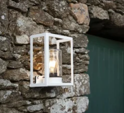 Applique d'extérieur, Hugy N° 1, verre clair, blanc pur, IP65, L20,6cm, H25,3cm - Roger Pradier