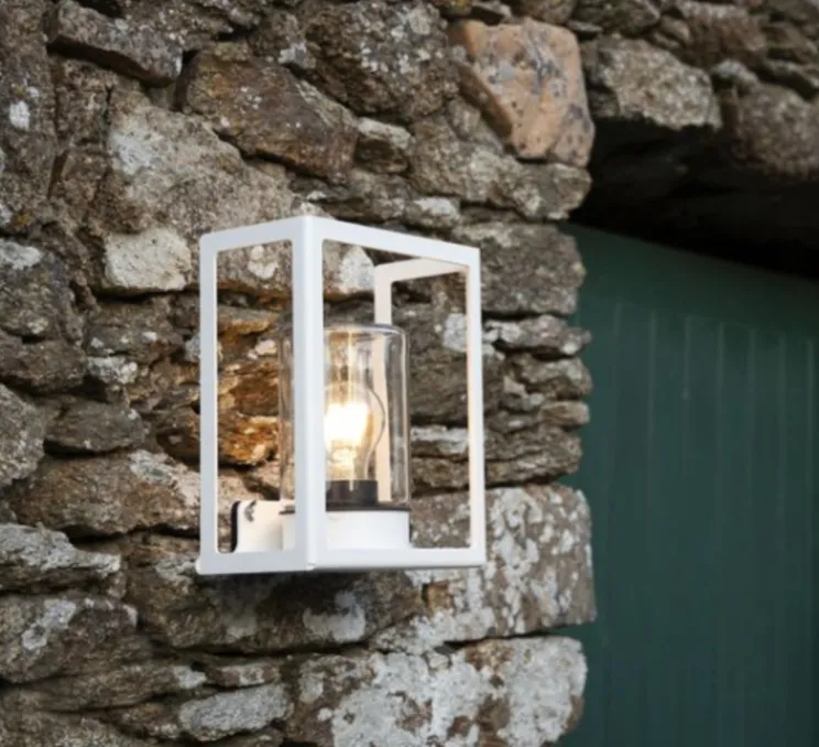 Applique d'extérieur, Hugy N° 1, verre clair, blanc pur, IP65, L20,6cm, H25,3cm - Roger Pradier