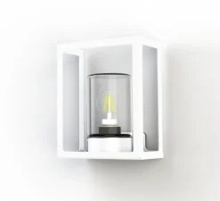 Applique d'extérieur, Hugy N° 1, verre clair, blanc pur, IP65, L20,6cm, H25,3cm - Roger Pradier