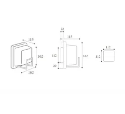 Applique d'extérieur, Ice Cubic square 3407, laiton naturel, IP65, L16,2cm, H16,2cm - Moretti Luce