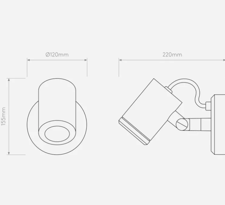 Applique d'extérieur, Jura Single Spot, laiton massif, IP65, L12cm, H15,5cm - Astro