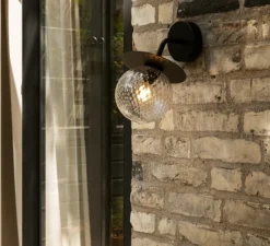 Applique d'extérieur, LIILA , noir, globe transparent, IP54, Ø14cm, H26cm - Nuura