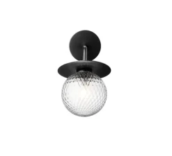 Applique d'extérieur, LIILA , noir, globe transparent, IP54, Ø14cm, H26cm - Nuura