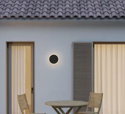 Applique d'extérieur, Mac 180, noir, IP65, LED, dim, 2700-3200-4000K, 1500 lm, Ø18cm, H18cm - Beneito Faure