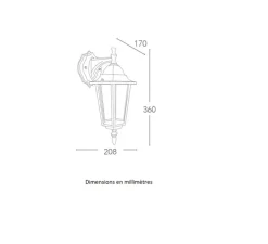 Applique d'extérieur, Milano B, noir, IP44, L20,8cm, H36cm - Nedgis