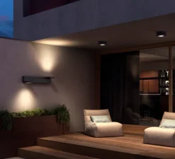 Applique d'extérieur, Modis Double, Gris urbain, IP66, LED, 3000K, 3618 lm, L80cm, H14cm - LEDS C4