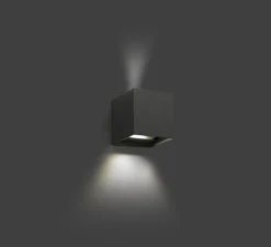 Applique d'extérieur, OLAN, gris foncé, IP65, LED, 3000K, 190lm, L14,5cm, H14cm - Faro