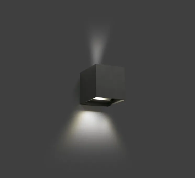 Applique d'extérieur, OLAN, gris foncé, IP65, LED, 3000K, 190lm, L14,5cm, H14cm - Faro