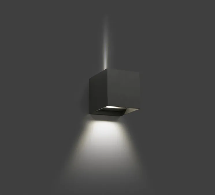 Applique d'extérieur, OLAN, gris foncé, IP65, LED, 3000K, 190lm, L14,5cm, H14cm - Faro