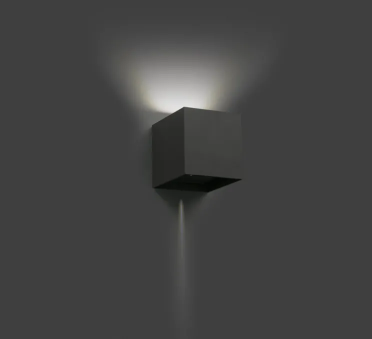 Applique d'extérieur, OLAN, gris foncé, IP65, LED, 3000K, 190lm, L14,5cm, H14cm - Faro