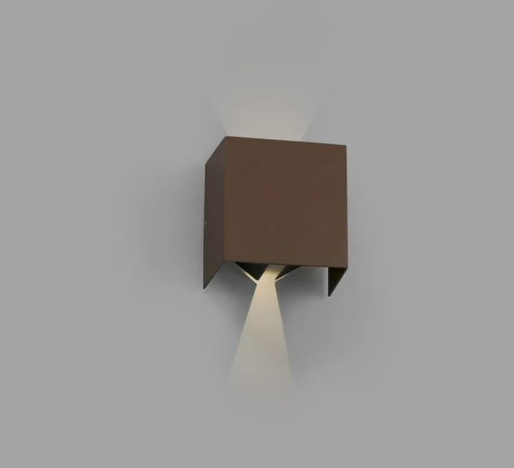 Applique d'extérieur, OLAN, marron, IP65, LED, 3000K, 190lm, L14,5cm, H14cm - Faro