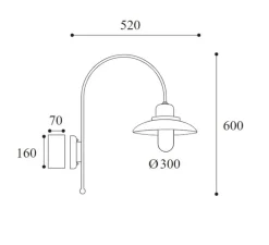 Applique d'extérieur, Patio 1760, cuivre, IP44, L30cm, H60cm - Moretti Luce