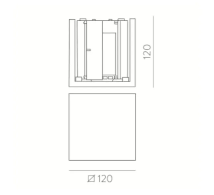 Applique d'extérieur, Perseo, gris, IP65, LED, 3000K, 760 lm, L12cm, H12cm - ACB