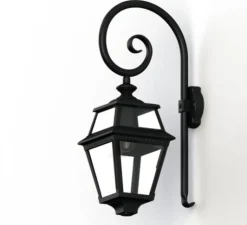 Applique d'extérieur, Place des Vosges 2, modèle N°2, noir, IP44, L24cm, H74,2cm - Roger Pradier