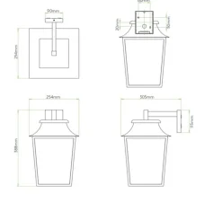 Applique d'extérieur, Richmond Lantern 254, noir, IP23, L25cm, H39cm - Astro