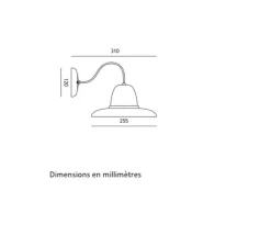 Applique d'extérieur, Spoleto 1231, gris, IP55, P37cm, Ø25,5cm - Toscot