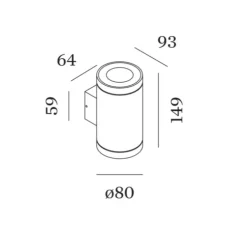 Applique d'extérieur, Tube 2.0, anthracite, IP65, LED, dim, 3000K, 1270 lm, L8cm, H14,9cm - Wever&Ducré