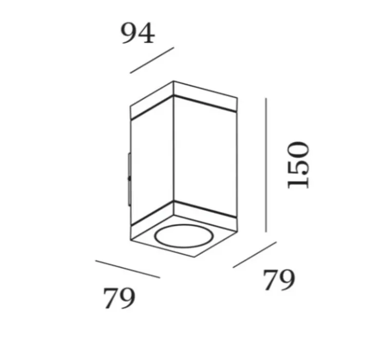 Applique d'extérieur, Tube carré 2.0, noir, IP65, LED, dim, 3000K, 1260 lm, L7,9cm, H15cm - Wever&Ducré