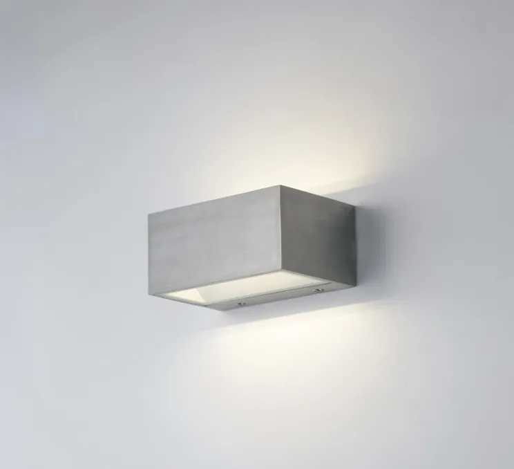 Applique d'extérieur, Twin S, nickel, IP54, LED, 3000-4000K, 1500 lm, L14cm, H6,5cm - Nedgis