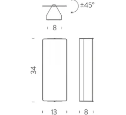 Applique d'extérieur, Volet Pivotant, double, outdoor, réédition Charlotte Perriand, aluminium naturel anodisé, IP55, LED, dim, 3000K, 585 lm, L13cm, H34cm - Nemo Lighting