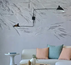 Applique double, 2 bras droits pivotants, noir, H75cm, L134cm / L97cm - Serge Mouille