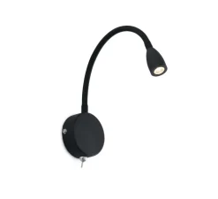 Applique en saillie, liseuse, interrupteur, Loke, noir, LED, 3000K, 150lm, L20cm, H3cm - Faro