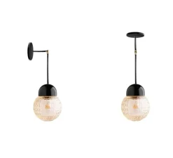 Applique et lampe articulaire glass 032, Pure Porcelaine, noir, laiton, H,42cm,Ø15 cm- ZANGRA