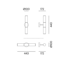 Applique, Etoile 04, laiton naturel et blanc, L44,3cm, H17,2cm - Il Fanale