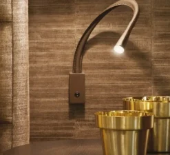 Applique, FLEXILED 60 Bronze, Cuir marron foncé, LED, 2700K, 500lm, L60cm, Hcm - Contardi