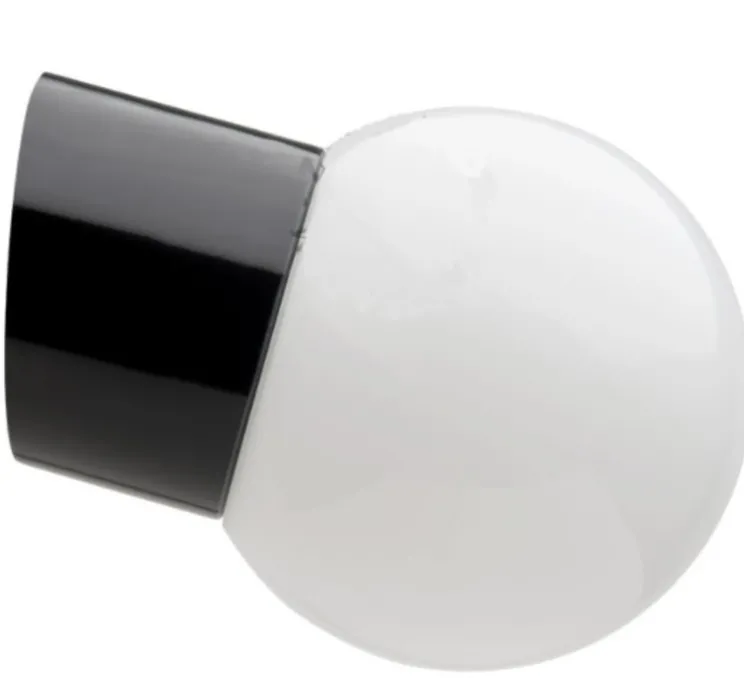 Applique, Light.005, avec glass003, IP20, noir, opal, Ø12,5cm, H10,5cm - ZANGRA