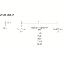 Applique, LINE A, Noir, LED, 3000k, 4000lm,L142cm - Onok