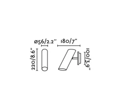 Applique, Link, noir, H22cm, Ø5,6cm - Faro