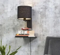 Applique, Liseuse, Andes, noir, L25cm, H36cm - Good&Mojo