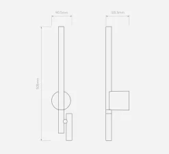 Applique, liseuse, Baton, noir mat, LED, 2700K, 191+90 lm, L9cm, H50,8cm - Astro