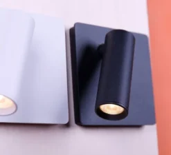 Applique, liseuse, Benny 3, encastrable, interrupteur, noir, 30°, LED, 3000K, 150 lm, L8,5cm, H8,5cm - Nexel