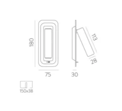 Applique, liseuse, Boheme avec interrupteur, blanc, LED, 3000K, 315 lm, L7,5cm, H18cm - ACB