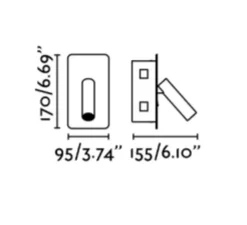 Applique, liseuse, encastrable, SUAU, blanc, avec interrupteur, LED, 3000K, 140lm, H17cm, L9,5cm - Faro
