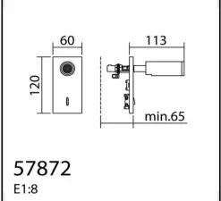 Applique, liseuse encastrable, Asia S, laiton mat, avec interrupteur, LED, 3000K, 145 lm, L6cm, H12cm - MDC