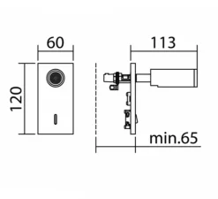 Applique, liseuse encastrable, Asia S, nickel mat, avec interrupteur, LED, 3000K, 145 lm, L6cm, H12cm - MDC