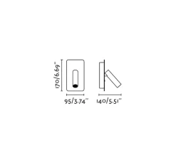 Applique, liseuse, encastrable, SUAU, nickel mat, avec interrupteur, LED, 3000K, 140lm, H17cm, L9,5cm - Faro