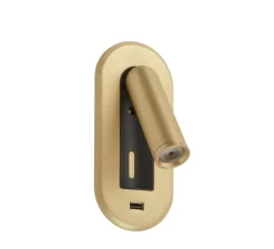 Applique, liseuse encastrable, Palace USB-C, laiton mat, LED, 3000K, 145 lm, L8cm, H18cm - MDC