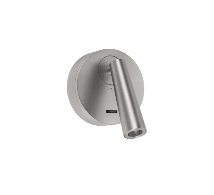 Applique, liseuse, Gamma Round, nickel satiné, LED, 2700K, 137 lm, L10,8cm, H10,5cm - LEDS C4