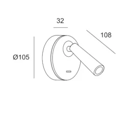 Applique, liseuse, Gamma Round, nickel satiné, LED, 2700K, 137 lm, L10,8cm, H10,5cm - LEDS C4