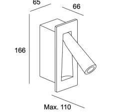 Applique, liseuse, Gamma SR, blanc, LED, 2700k, 137 lm, L6,5cm, H16,6cm - LEDs C4