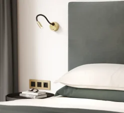 Applique, Liseuse, Lucca, surface, avec interrupteur, or mat, noir, LED, 2700k, 124 lm, Ø8,5cm, H40,4cm - Astro