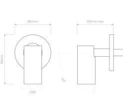 Applique, Liseuse, Micro Recess Unwitched, nickel, LED, 2700K, 164lm, Ø6,1cm, H8,4cm - Astro Lighting