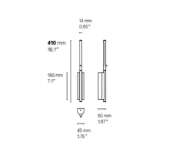 Applique, Liseuse murale, Link 410, laiton, LED, dimmable, 2700k, 240lm, L5cm, H41cm - CVL