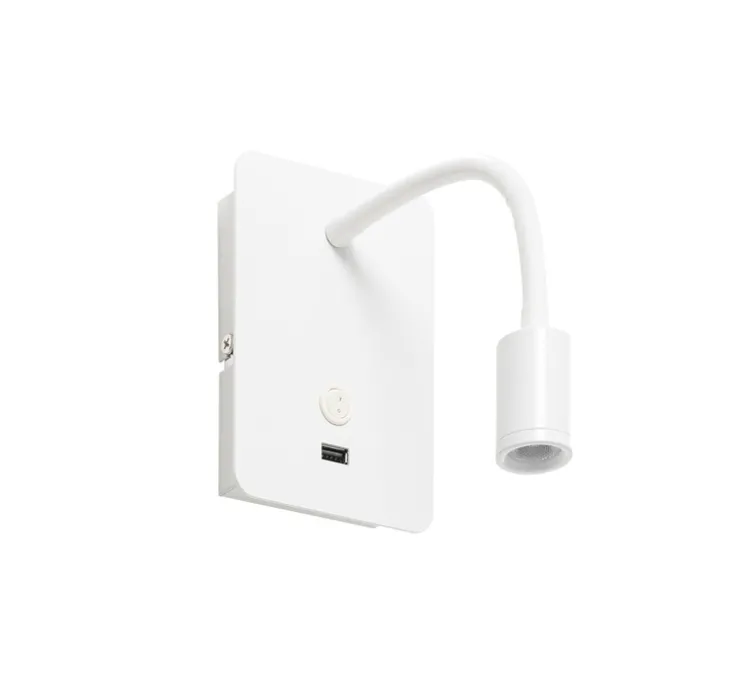 Applique, liseuse, Reader Flex USB, blanc mat, LED, 3000K, 145 lm, L11cm, H14cm - MDC